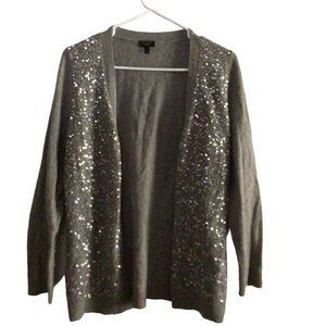 TALBOTS GRAY SEQUINED CARDIGAN SIZE MEDIUM